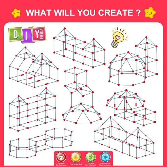 Fort Building Kit for Kids STEM Construction Toys Creative Set 140 PCS Ages 4+ - Picture 7 of 7
